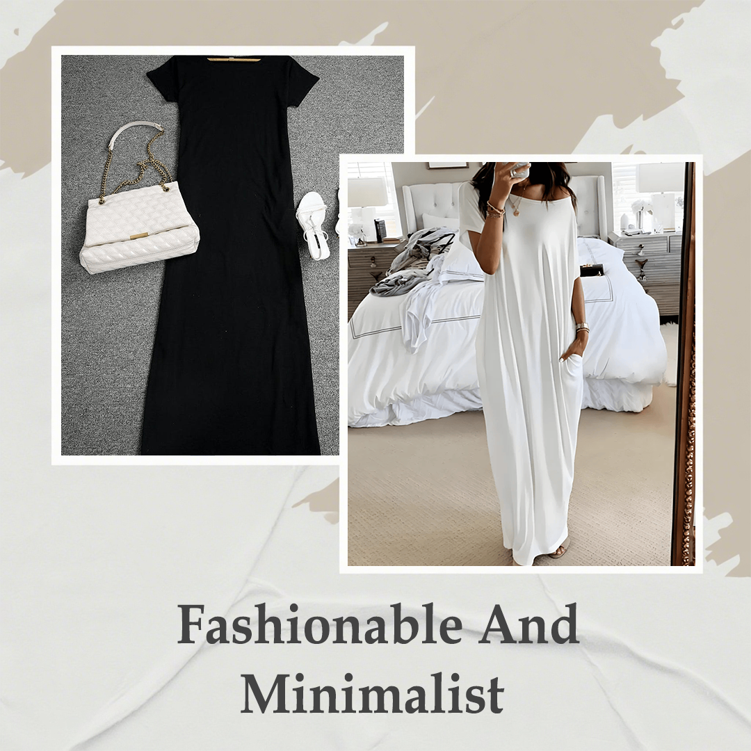 🔥Last Day Special Discount💃Women's Summer Casual Loose Solid Color Short-Sleeve Long Dress