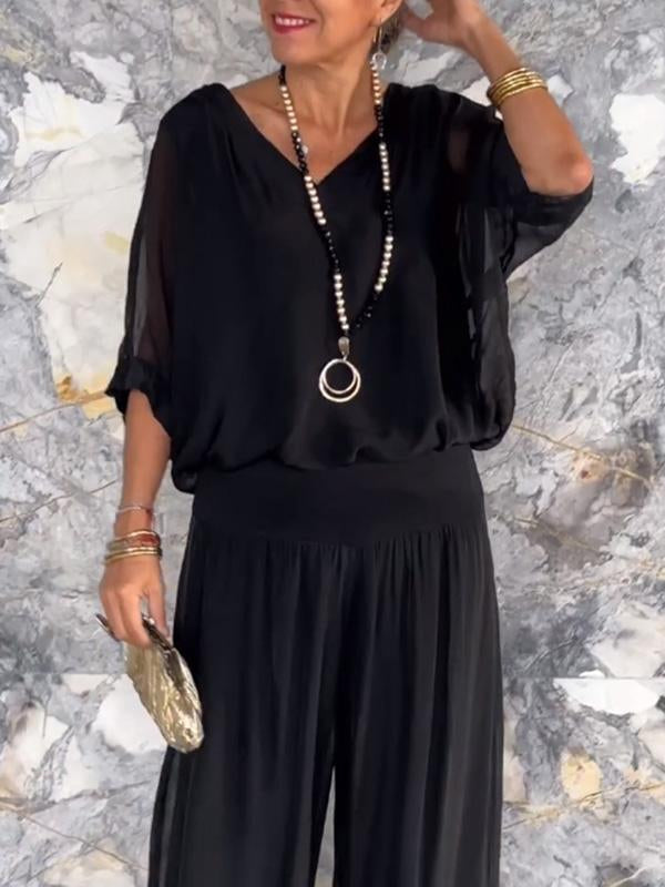 ๐ Early Summer Sale 50% off ๐บ Elegant two piece chiffon wide leg pants set๐บ