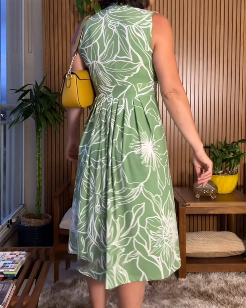 🌿What should I wear tomorrow?🌿Sleeveless V-Neck Waist-Cinching Dress