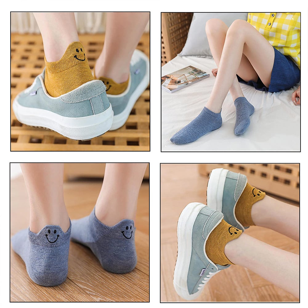 🔥 LAST DAY PROMOTION: ONLY £9.99!!⏰🔥10 Pairs Four Seasons Cartoon Embroidered Smiling Face Socks