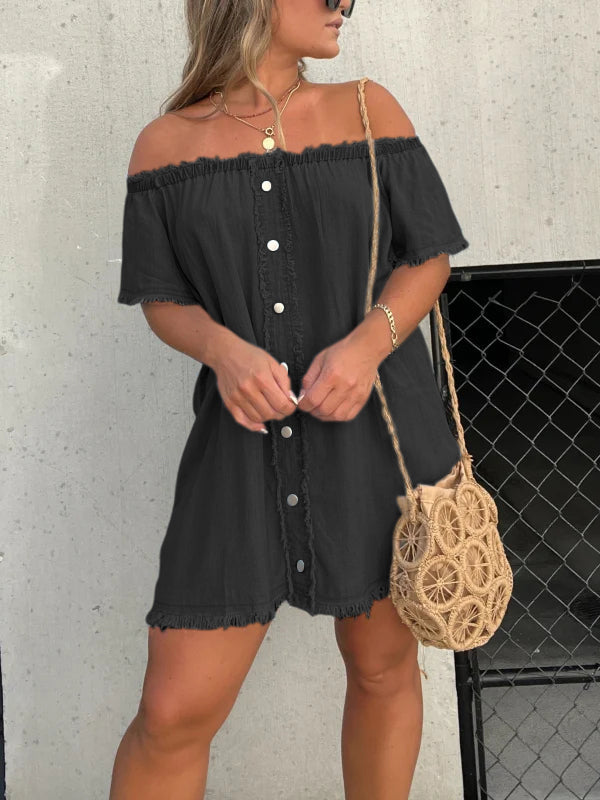 🔥BUY 2 GET 10% OFF💝Short Sleeve Casual Denim Dress