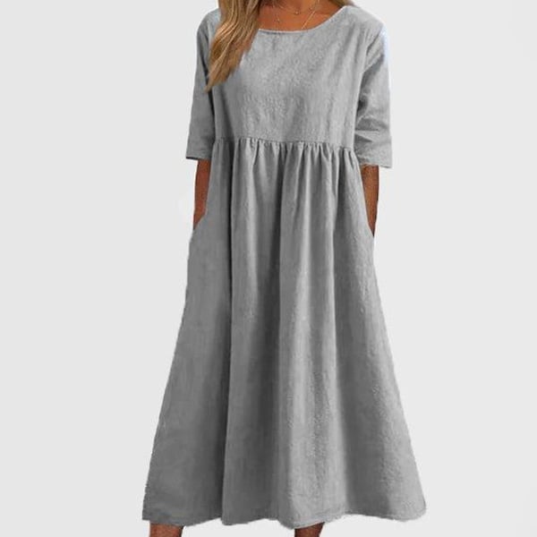 🔥Summer Hot Sale -Round Neck Pocket Halter Cotton Dress