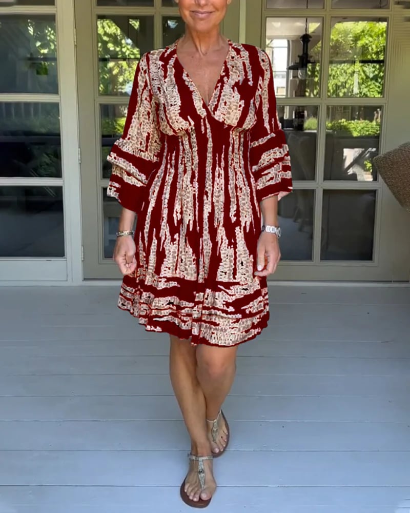 🔥🩷👗2024 Summer New Arrivals🎉V-neck dress with three-quarter sleeves👗✨