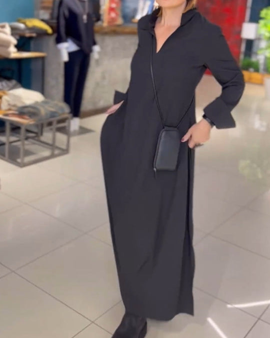 🔥2024 Hot Sale 49% OFF🔥Side Slit Lapel Loose Long Dress