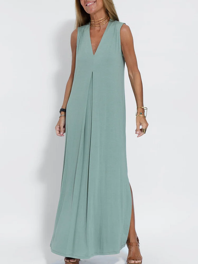 LONG SUMMER DRESS WITH CAPE - NATURAL COTTON