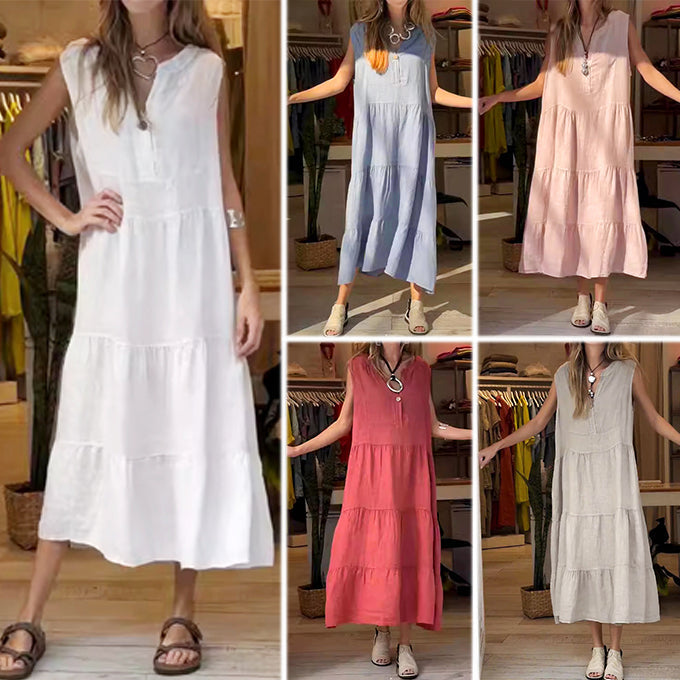🦋 Women's cotton and linen dress, long skirt, women's clothing💕
