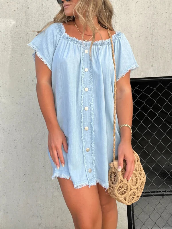 🔥BUY 2 GET 10% OFF💝Short Sleeve Casual Denim Dress