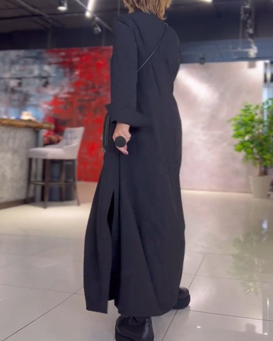 🔥2024 Hot Sale 49% OFF🔥Side Slit Lapel Loose Long Dress