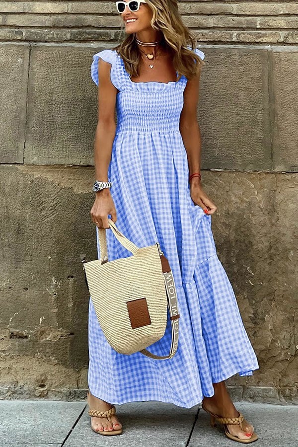 🥰 Simple halter dress with plaid