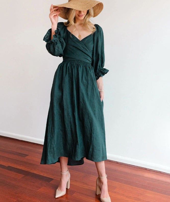 đŸ”¥Romantic French style, elegant ruffles! Lantern sleeve multi-wear dress, make you the focus of the party!đŸ”¥