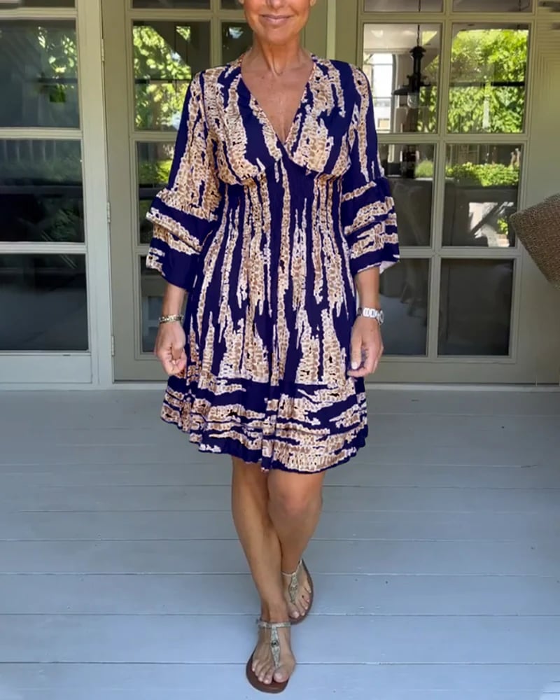 🔥🩷👗2024 Summer New Arrivals🎉V-neck dress with three-quarter sleeves👗✨