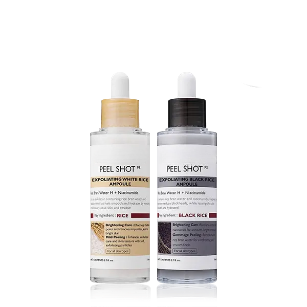 Peel Shot Glow Rice Ampoule Duo - Serums for Brightening, Exfoliating, and Moisturizing - Suitable for All Skin Types