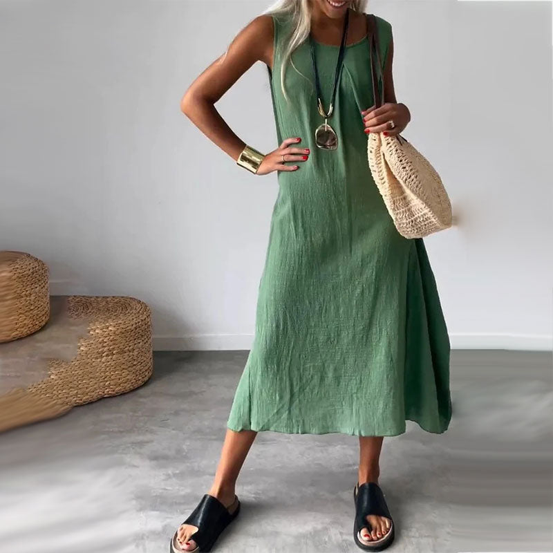 💫Sleeveless style, reveals slender arms, this dress makes you more charming in summer!🎁