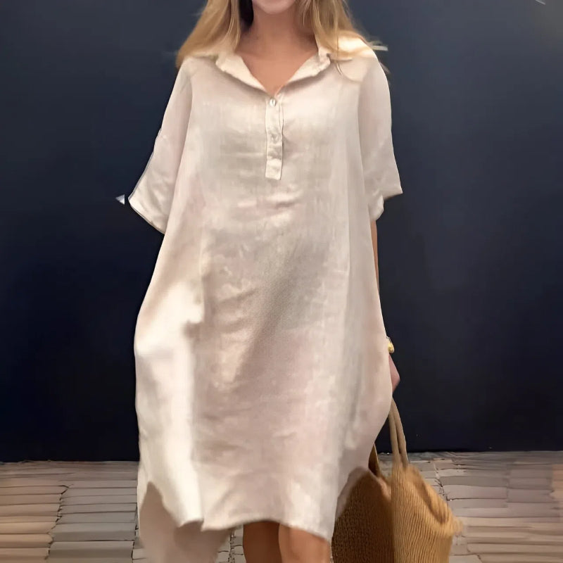 👗What should I wear tomorrow?💕Solid color casual lapel button long dress