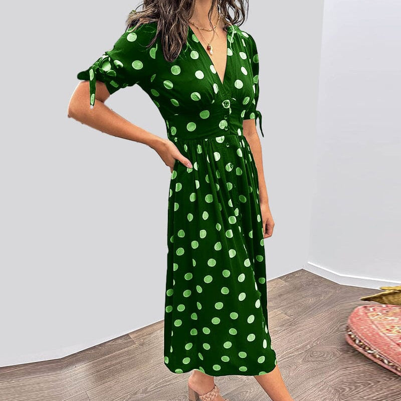 🦋Guarantee of Service and Quality-Women's Summer Deep V-Neck Polka Dot Elegant Dresses💕
