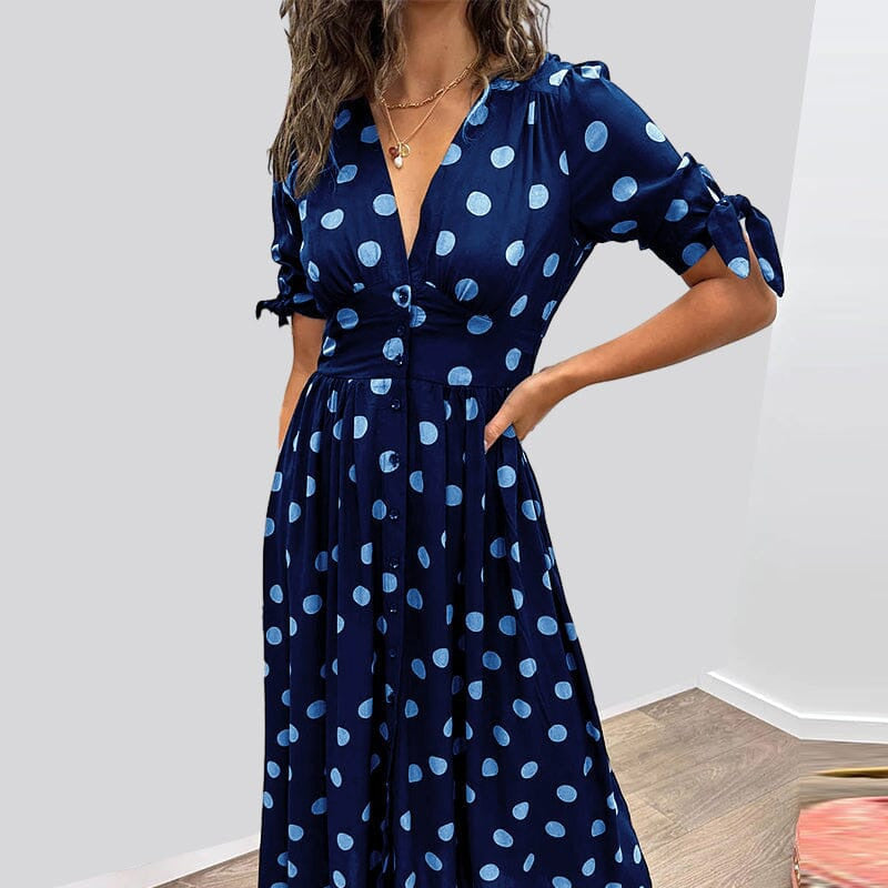🦋Guarantee of Service and Quality-Women's Summer Deep V-Neck Polka Dot Elegant Dresses💕