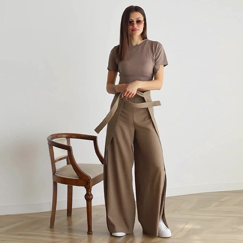 ๐Women's Tie Knot Wide Leg Pants-The tie-up design reveals an elegant charm!๐