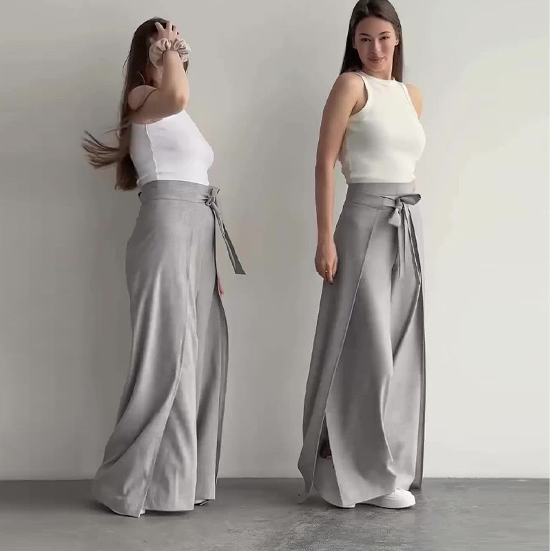 ๐Women's Tie Knot Wide Leg Pants-The tie-up design reveals an elegant charm!๐