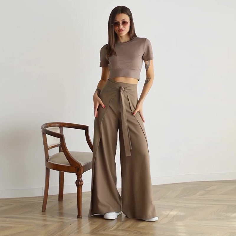 ๐Women's Tie Knot Wide Leg Pants-The tie-up design reveals an elegant charm!๐