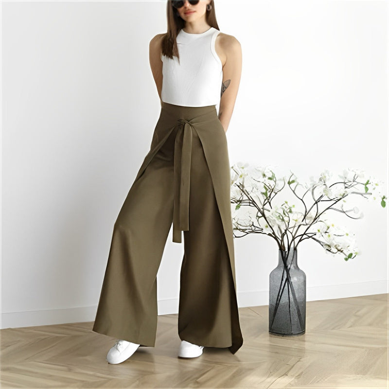 ๐Women's Tie Knot Wide Leg Pants-The tie-up design reveals an elegant charm!๐