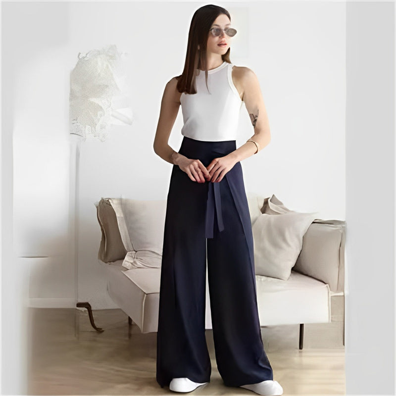 ๐Women's Tie Knot Wide Leg Pants-The tie-up design reveals an elegant charm!๐