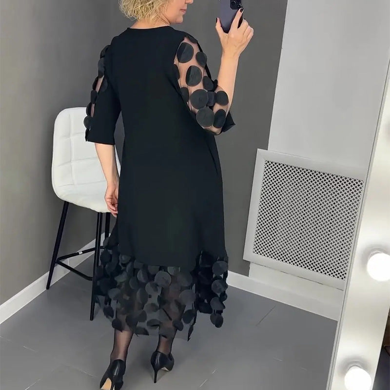 🔥2025 NEW SALES🔥Plus Size Flared Dress with Dots Decor