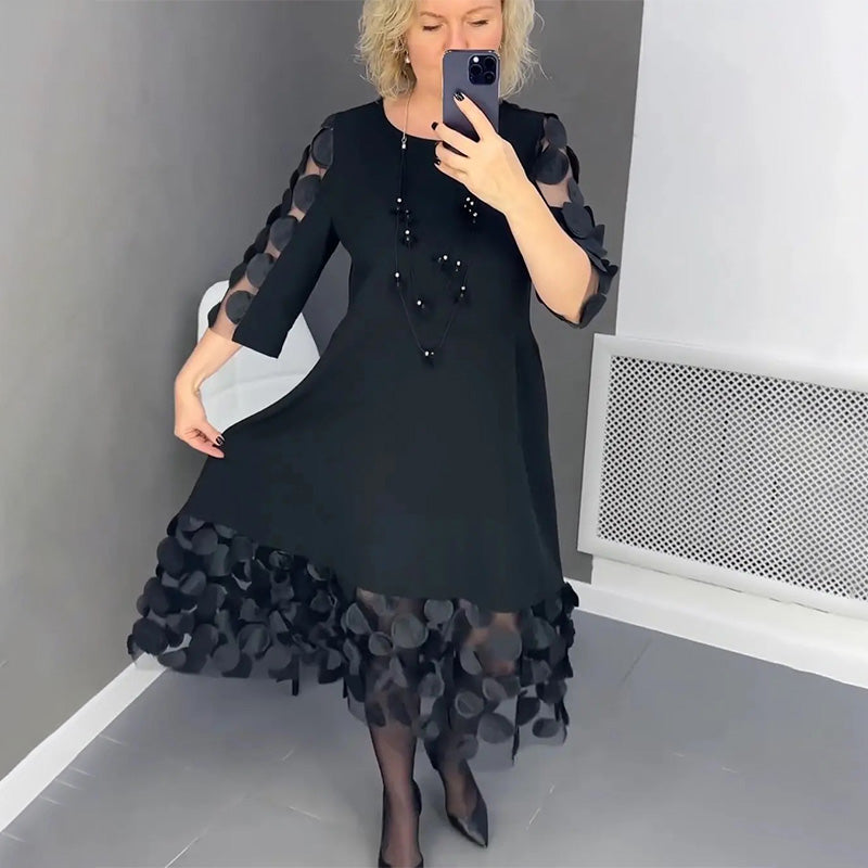 🔥2025 NEW SALES🔥Plus Size Flared Dress with Dots Decor