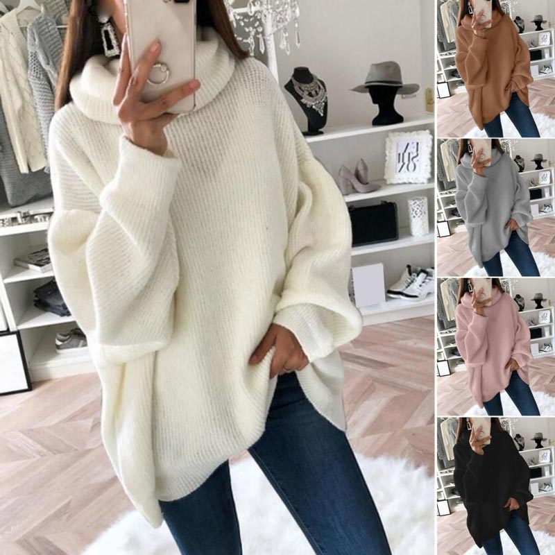 🔥What should I wear tomorrow?🔥Women’s Oversized Turtleneck Solid Color Knit Sweater