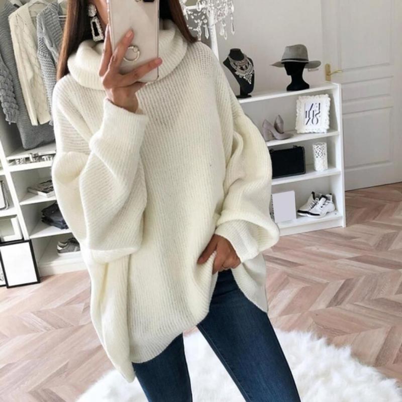 🔥What should I wear tomorrow?🔥Women’s Oversized Turtleneck Solid Color Knit Sweater