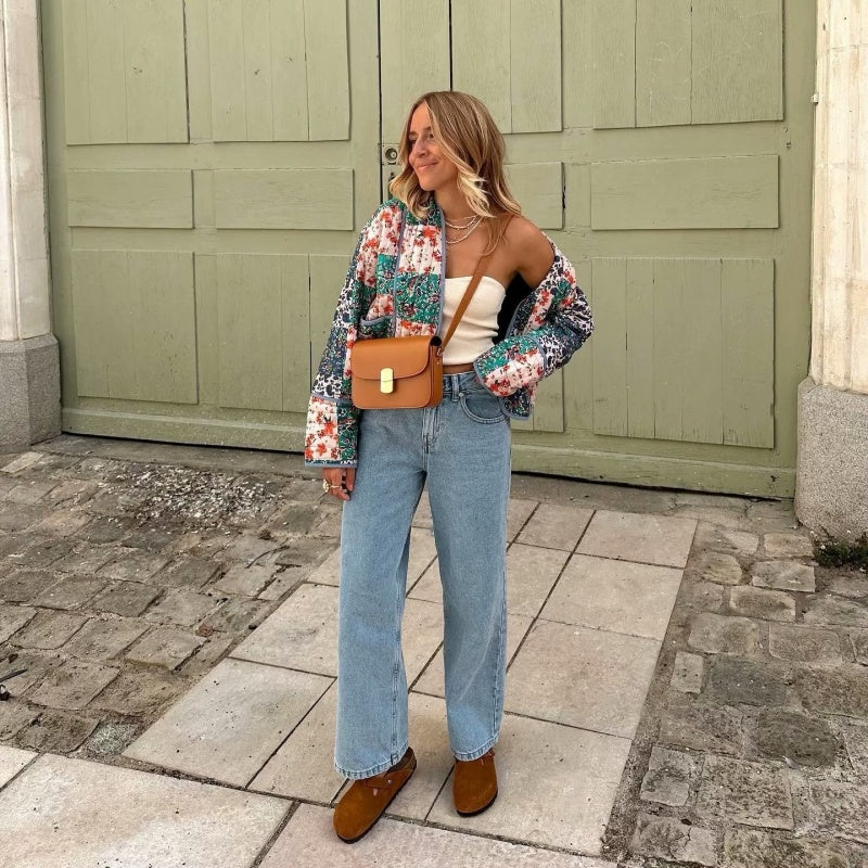 🔥🖤Black Friday Sale:40% OFF🔥Women's Trendy Casual Floral Print Quilted Jacket