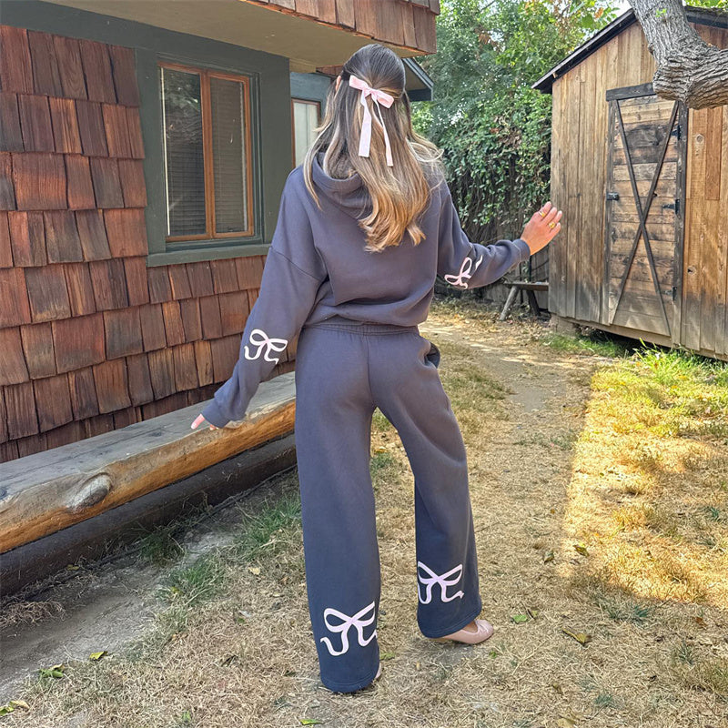 Women's Bow-Trim Hoodie Set