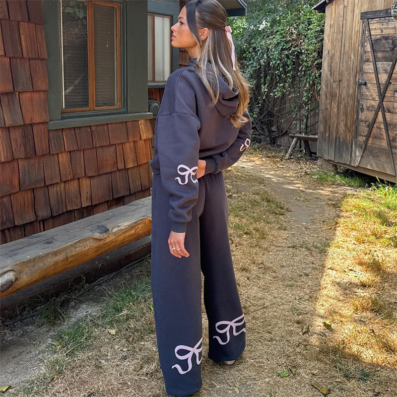Women's Bow-Trim Hoodie Set