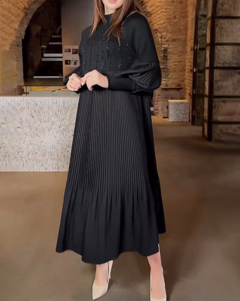 50% discount 🔥 Elegant dress with lantern sleeves in solid color