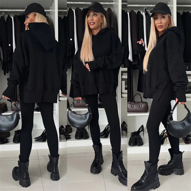 Women's oversized hoodie and leggings set, keeping you beautiful and charming in the cold!