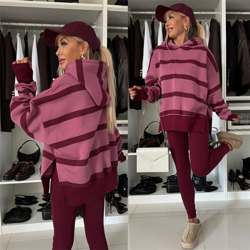 Women's oversized hoodie and leggings set, keeping you beautiful and charming in the cold!