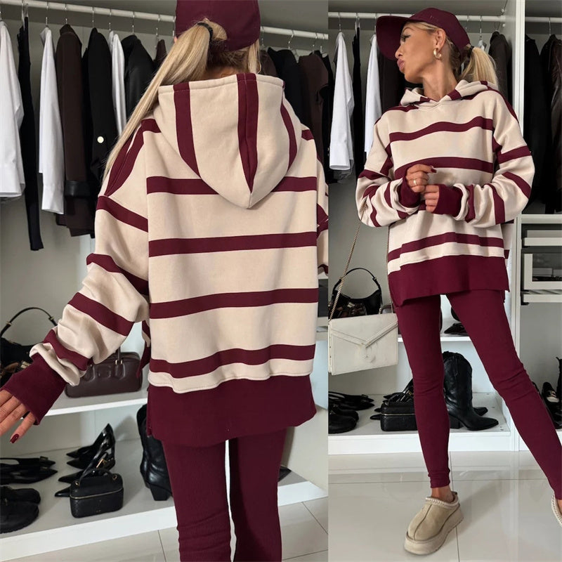 Women's oversized hoodie and leggings set, keeping you beautiful and charming in the cold!
