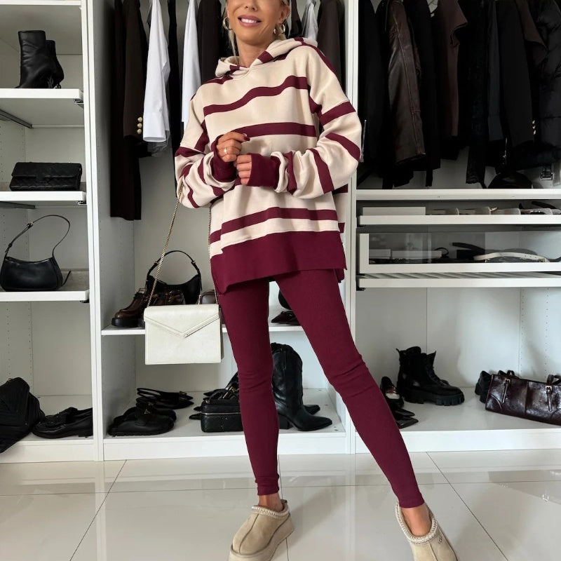 Women's oversized hoodie and leggings set, keeping you beautiful and charming in the cold!