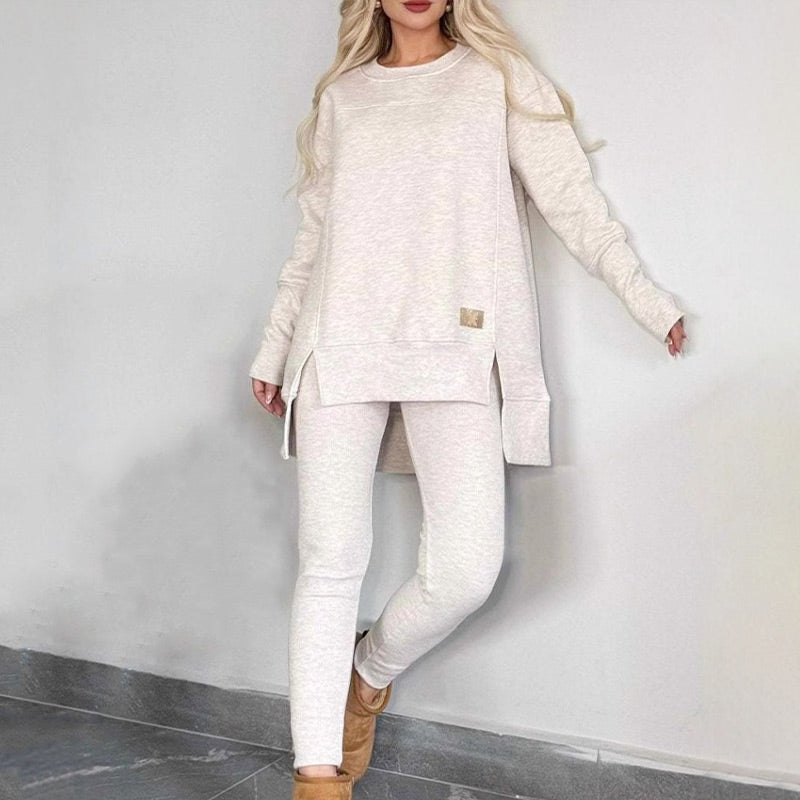🎅Was soll ich morgen anziehen?🎄Slit High Low Hem Sweatshirt & Bodycon Pants Set