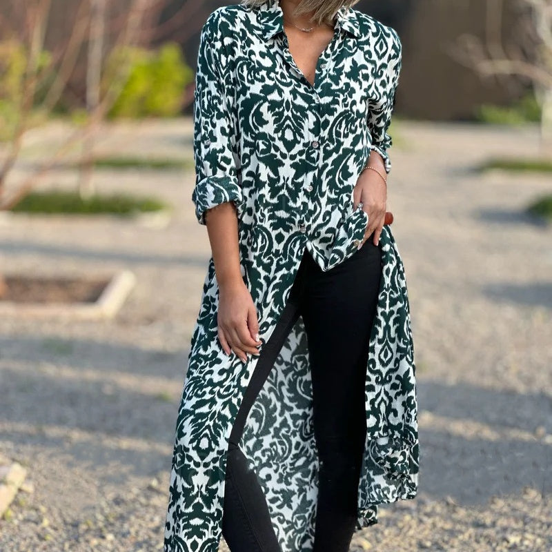❤What should I wear tomorrow?❤Women’s Lapel Long Sleeve Floral Dress
