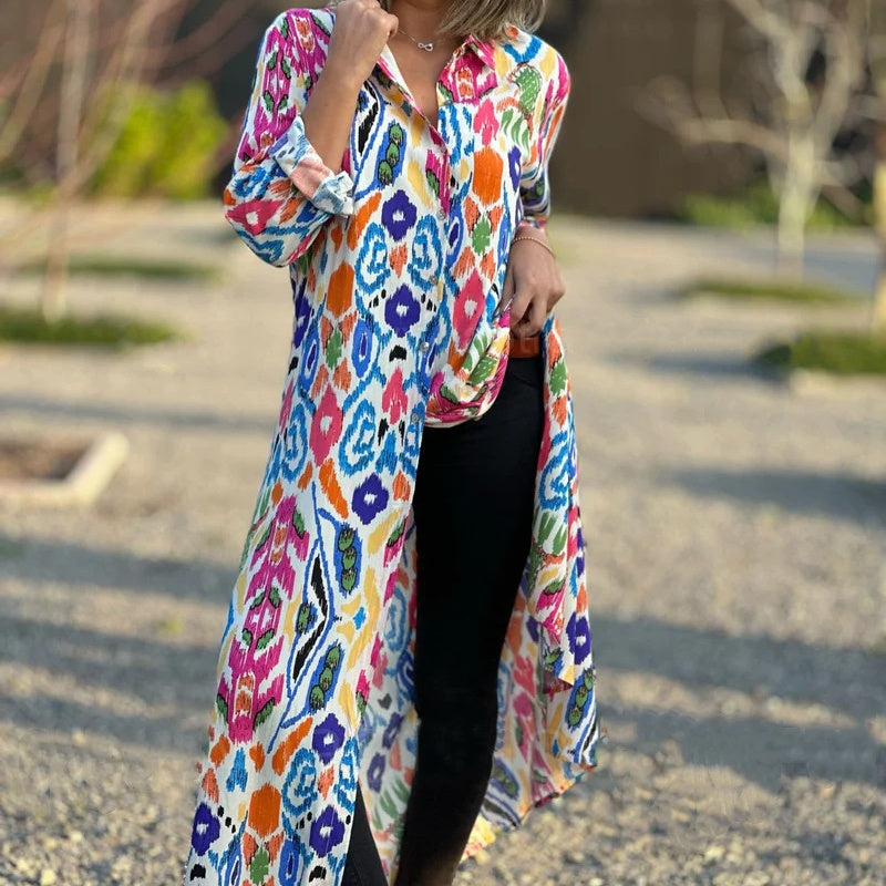 ❤What should I wear tomorrow?❤Women’s Lapel Long Sleeve Floral Dress