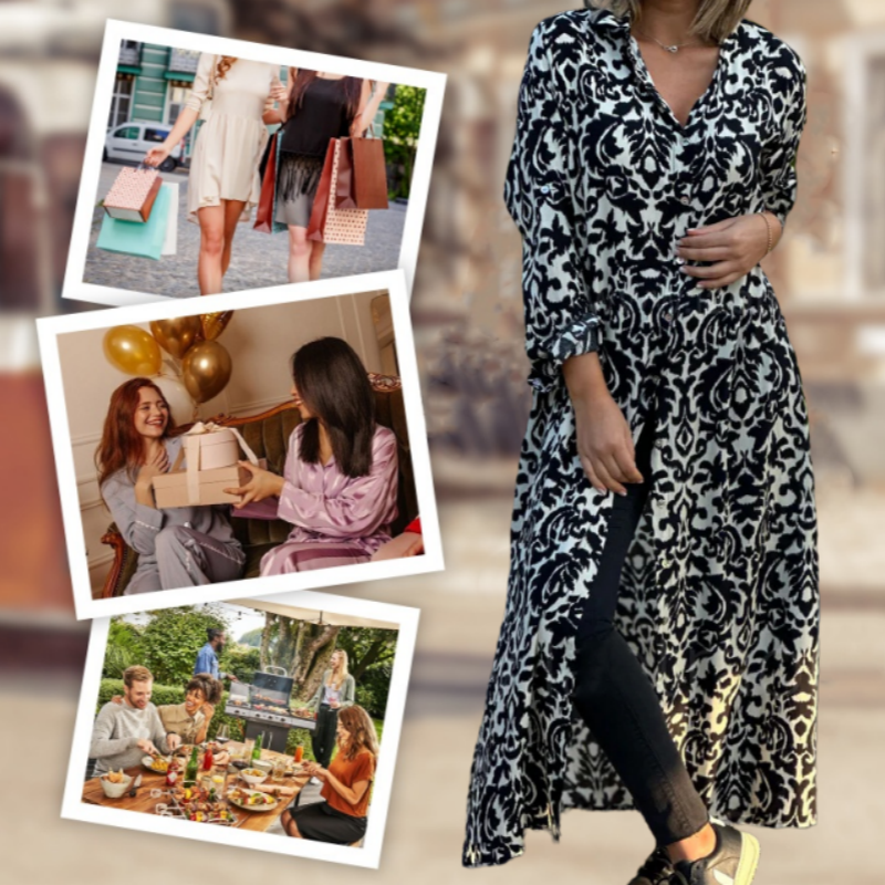 ❤What should I wear tomorrow?❤Women’s Lapel Long Sleeve Floral Dress