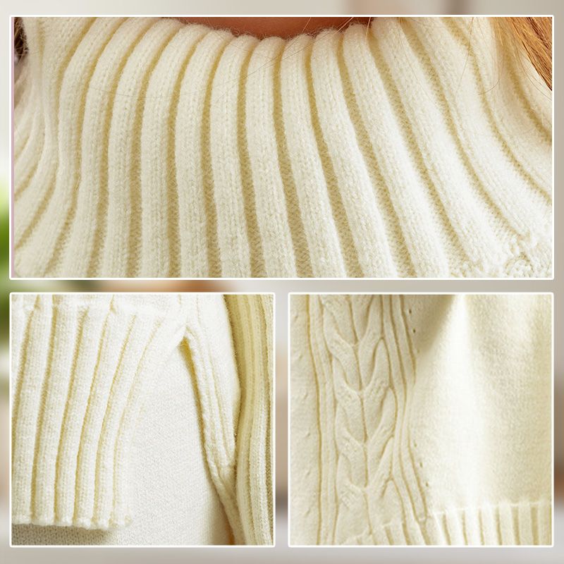 Women’s Casual Relaxed Knitted Turtleneck Sweater and Wide-leg Pants Set