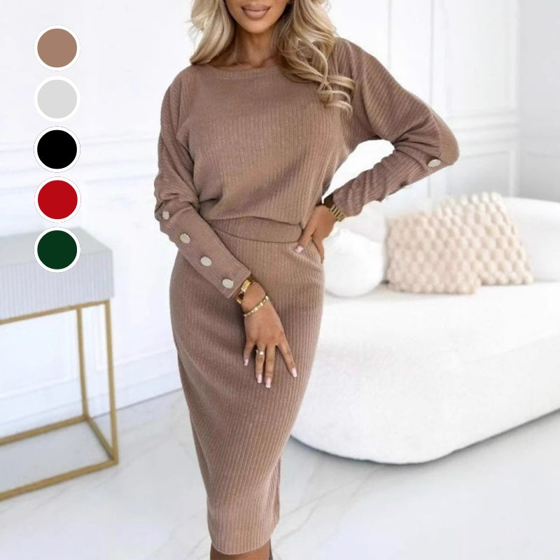 🎅What to wear for Christmas🎄Women’s Ribbed Knit Top & Skirt Two-Piece Set