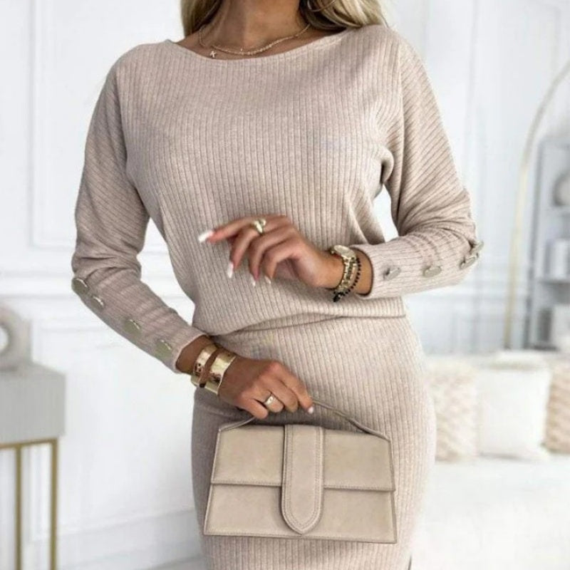 🎅What to wear for Christmas🎄Women’s Ribbed Knit Top & Skirt Two-Piece Set