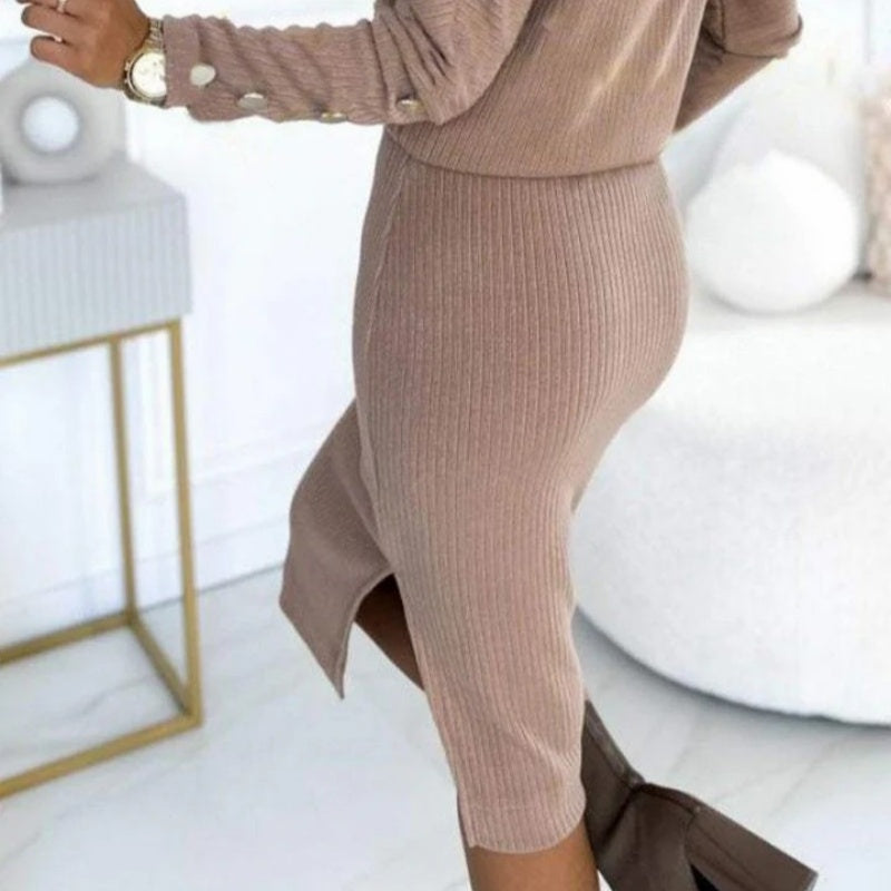 🎅What to wear for Christmas🎄Women’s Ribbed Knit Top & Skirt Two-Piece Set