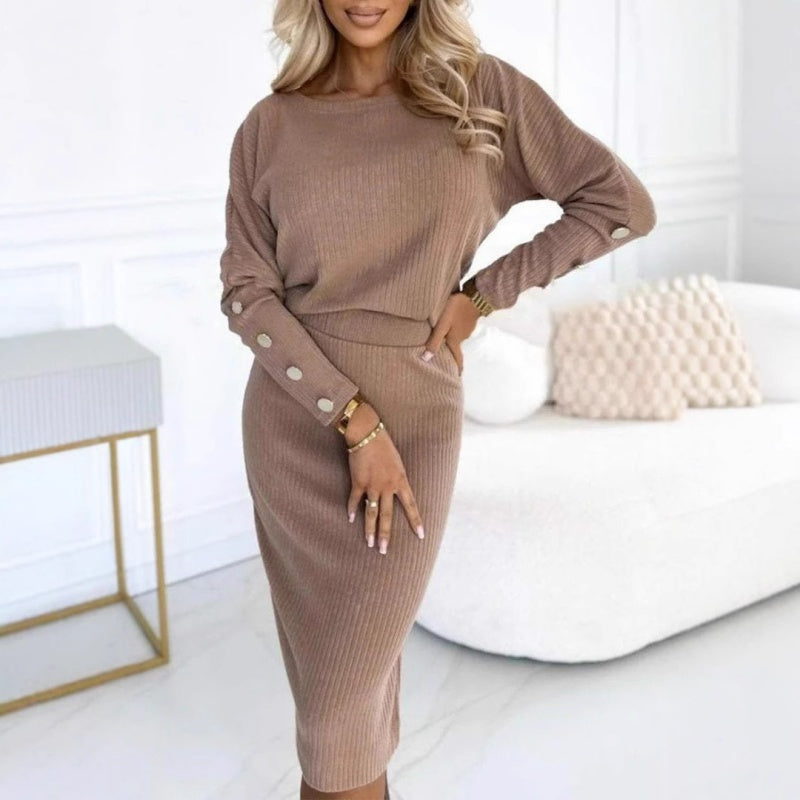🎅What to wear for Christmas🎄Women’s Ribbed Knit Top & Skirt Two-Piece Set