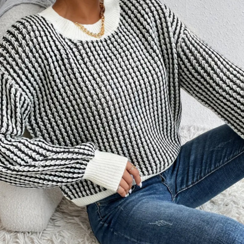 What should I wear tomorrow?-Women's Knit Ribbed Pullover Round Neck Sweater