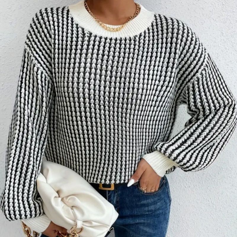 What should I wear tomorrow?-Women's Knit Ribbed Pullover Round Neck Sweater