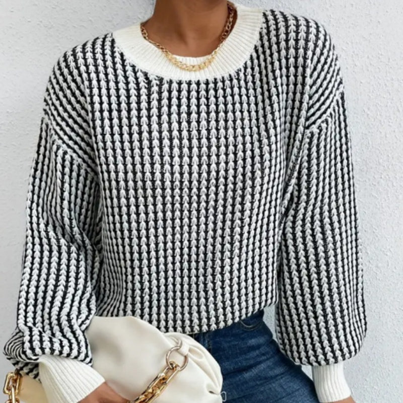 What should I wear tomorrow?-Women's Knit Ribbed Pullover Round Neck Sweater