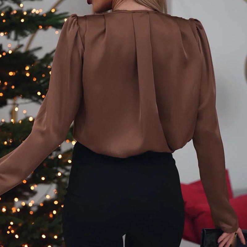 🔥 What should I wear tomorrow? 🔥Women's Luxurious Satin V-neck Blouse with Rose Detail